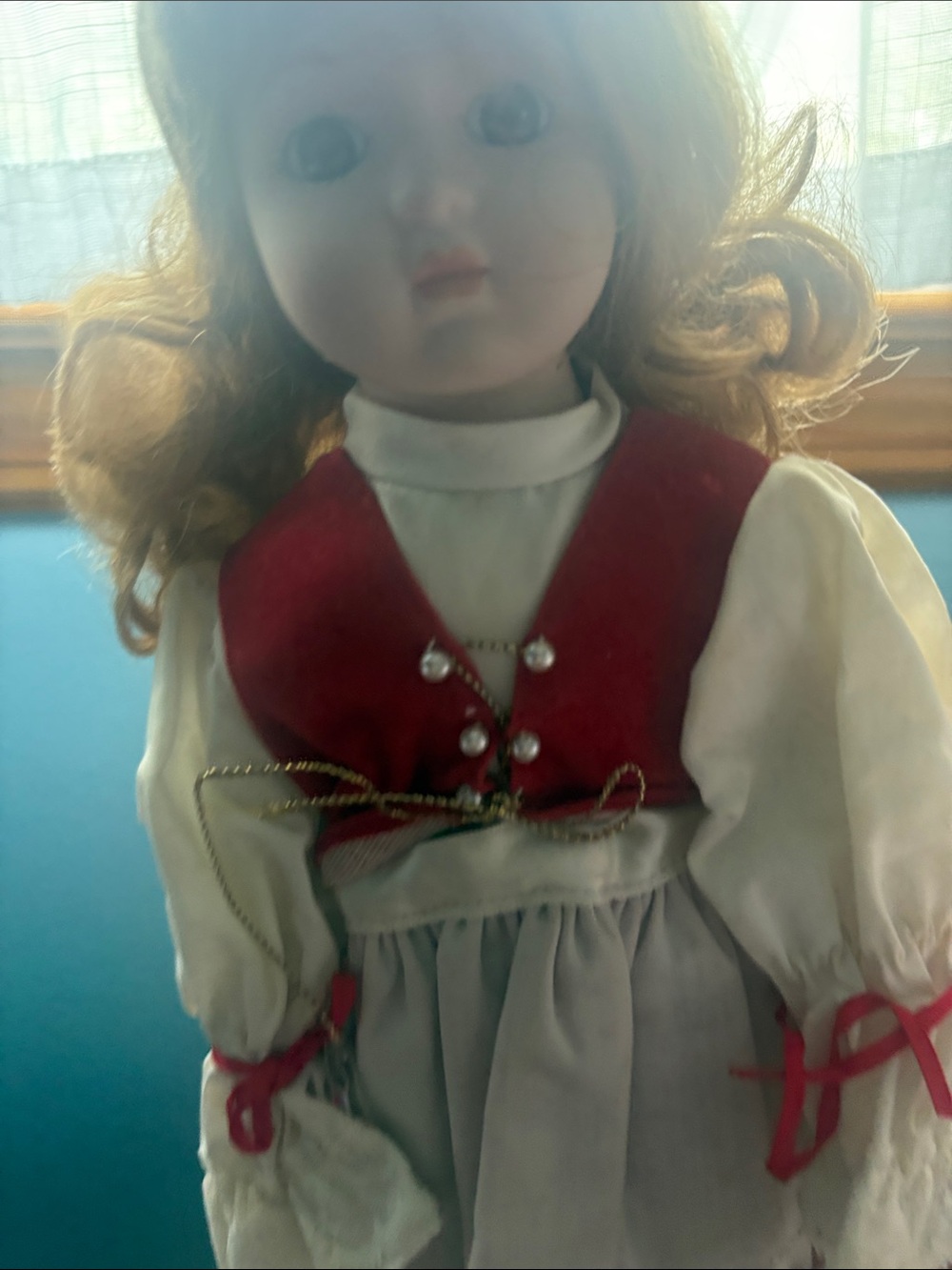 Traditional-Style Kids Doll in Red and White Outfit